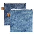 Roamio Reusable Sandwich and Snack Bags, for Kids School Lunch and for Adults Portion, Washable Fabric, Waterproof Cloth Zip Bag, Pack Travel Pouch, Food-Safe Storage, Large 2-pk Faux Denim