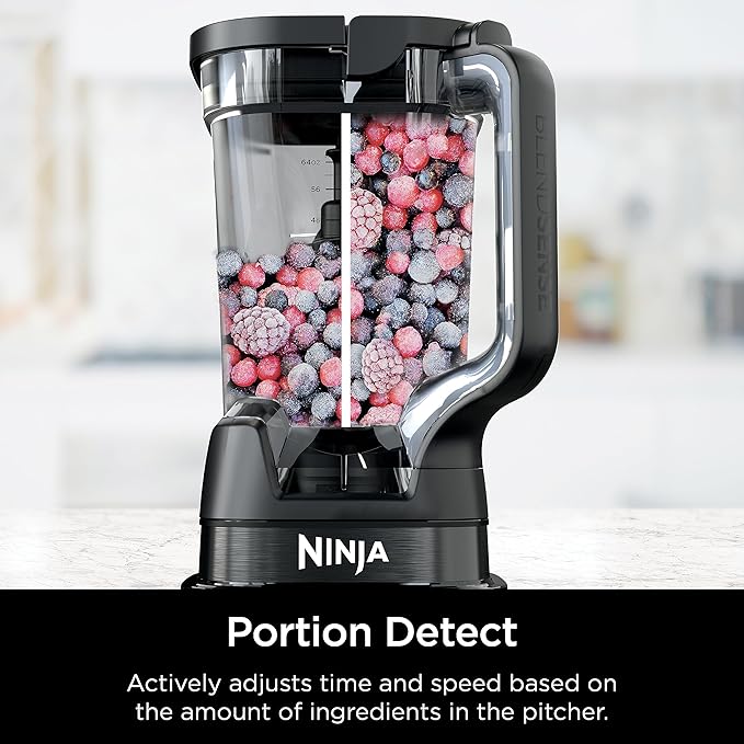 Ninja | All-in-One Blender & Food Processor | Best for Smoothies, Cookie Dough, Salsas, Cole Slaw & More | BlendSense Intelligence for Perfectly Smooth Results | 1800 Watt | Black | TB401