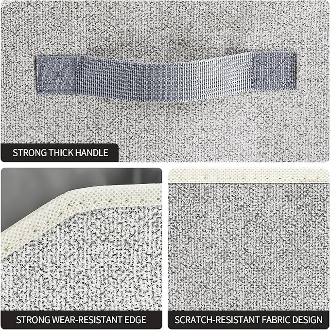 Storage Bins for Shelves - Large Trapezoid Closet Shelf Organizer, Fabric Organization Bins with Handles, Storage Baskets for Clothes, Towel, Purse, 4 Pack, Light Gray