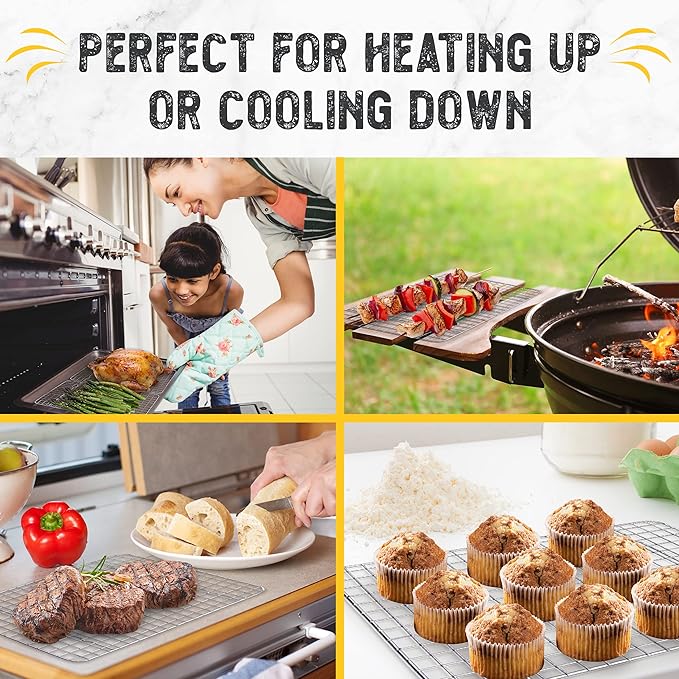 Checkered Chef Cooling Rack for Cooking and Baking - 8” x 11 ¾" Set of 2 Stainless Steel, Oven Safe Grid Wire Cookie Cooling Racks