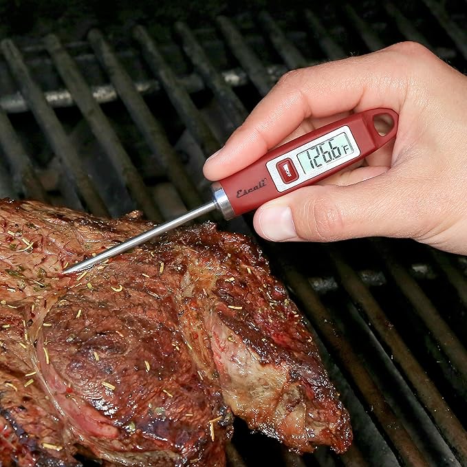 Escali DH1 Gourmet Digital Meat Thermometer with Extra Long Probe, NSF Certified, Red