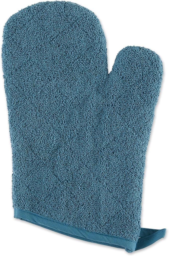 DII Basic Terry Collection 100% Cotton Quilted, Oven Mitt, Storm Blue, 2 Piece