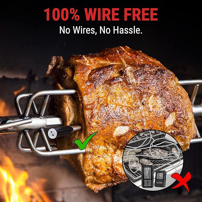 ThermoPro TempSpike Wireless Meat Thermometer for Grilling and Smoking, 500ft Bluetooth Meat Thermometer with Wireless Probe, Ideal for Sous Vide Smoker Rotisserie BBQ Oven Smoker