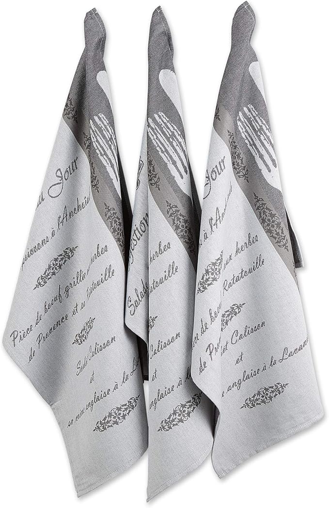 DII Cotton French Jacquard Dish Towels, Set of 3, Decorative Tea Towels for Everyday Kitchen Cooking and Baking-French Macaroons