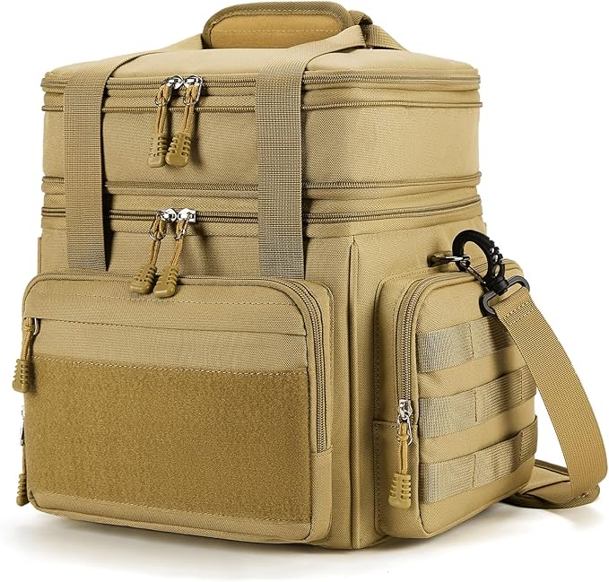 Large Tactical Lunch Box for Men, Insulated Lunch Bag Adult, Thermal Lunchbox Leakproof Waterproof Cooler Bag, Dual Compartment Lunch tote, Large Lunch Pail for Work Office Camping 24L