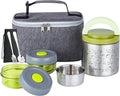 Lille Home Portable Insulated Lunch Box Set with Stainless Steel Cutlery, vacuum lunch box, to Keep Food Warm or Cool, Two Containers for Fruits and Sauces, Durable and Leak-Proof
