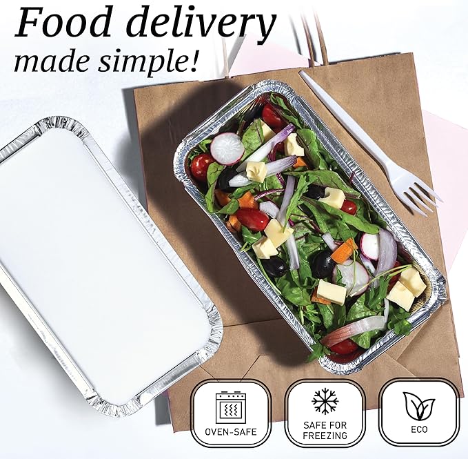 Spare Essentials (110 Pack Aluminum Loaf Pans with Lids, Disposable Bread Tins for Baking, Lunch Containers, Single Serve Baking Dishes - Foil Loaf Pans, Aluminum Bread Pans (7.8 x 4.3 x 2 Inches)