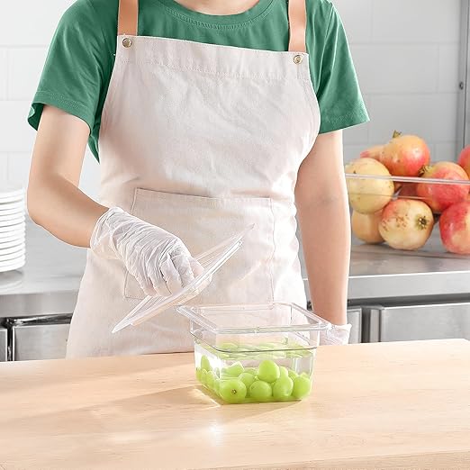 6 PCS Food Pan Lids 1/6 Size Polycarbonate Clear Pan Lids with Handle Food Storage Container Cover for Commercial Restaurant Hotel Dishwasher Safety