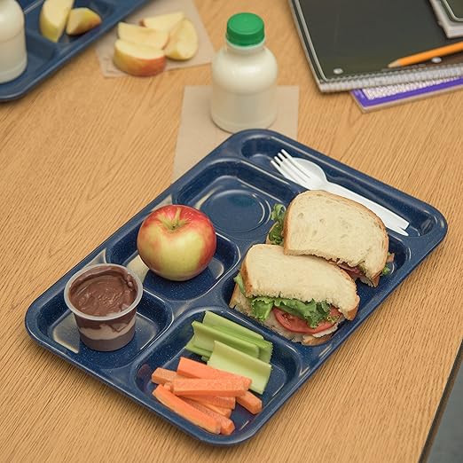 Carlisle FoodService Products 4398835 (6)Compartment Tray - Right-Handed, 14-.5x10 Cafe Blue, Dozen