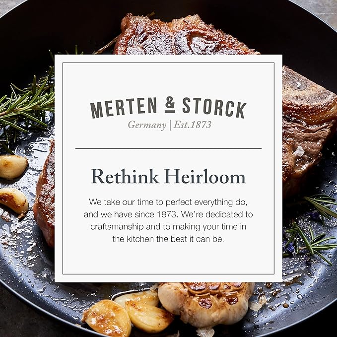 Merten & Storck Pre-Seasoned Carbon Steel 8” Frying Pan Skillet, Use on Induction, Stove and Grill, Durable, Even-Heating, for Searing, Grilling, Oven Use, and Campfire, Indoor/Outdoor
