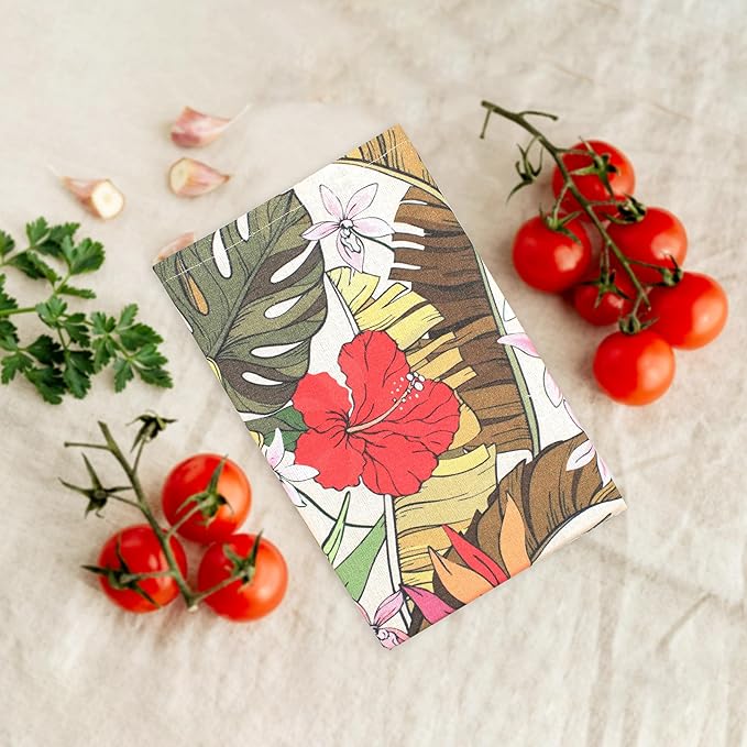 Urban Villa Kitchen Towels Set of 6 Hibiscus Print Kitchen Towels 20X30 Inches 100% Cotton Highly Absorbent Kitchen Towels Premium Quality Ultra Soft Mitered Corners KitchenTowels
