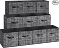 SONGMICS Storage Cubes, 13 x 13 x 13 Inches Non-Woven Fabric Bins with Double Handles, Set of 10, Closet Organizers for Shelves, Foldable, for Clothes, Ink Black UROB133B01