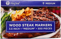 KingSeal 5000 Count 3.5 Inch Natural Birch Wood Steak Markers, Heat Stamped, Medium, Eco Friendly, Commercial Bulk Pack - 10 Boxes x 500 Markers