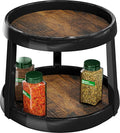 Simple Houseware 2-Tier Lazy Susan Spice Organizer, 10-Inch Diameter, Rustic Brown