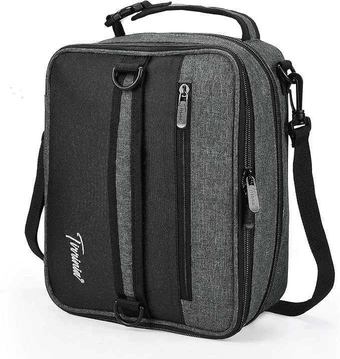 Tirrinia Expandable Insulated Lunch Bag for Men Women – Leakproof Reusable Cooler LunchBox for Kids & Adults with Shoulder Strap, Perfect for Work, School, Office, Travel,Charcoal