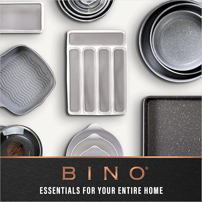 BINO | Plastic Storage Bins, Square - 3 Pack | THE LUCID COLLECTION | Multi-Use Bins | Built-In Handles | BPA-Free | Clear Containers | Fridge Organizer | Pantry & Home Organization