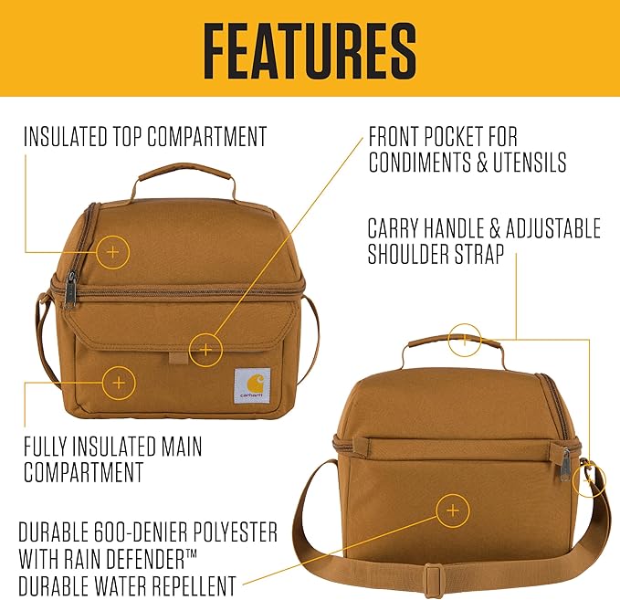 Carhartt 12 Can Two Compartment Lunch Box | Durable, Fully-Insulated Lunch Bag for Women & Men, Duck Blind Case, Large Lunchbox (Seabrook)