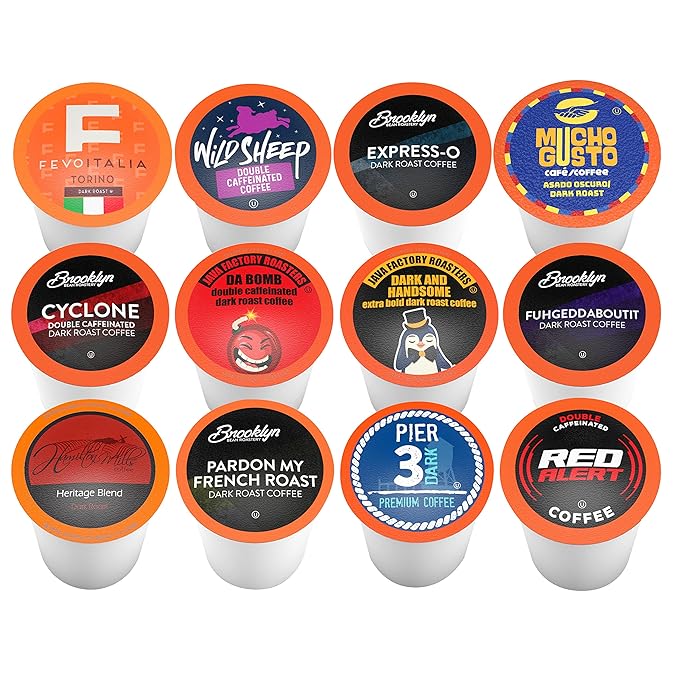 Coffee Pod Variety Packs Sampler, Compatible with K Cup Brewers Including 2.0, Assorted Variety Pack (Dark Roast Variety, 52 Count (Pack of 1)