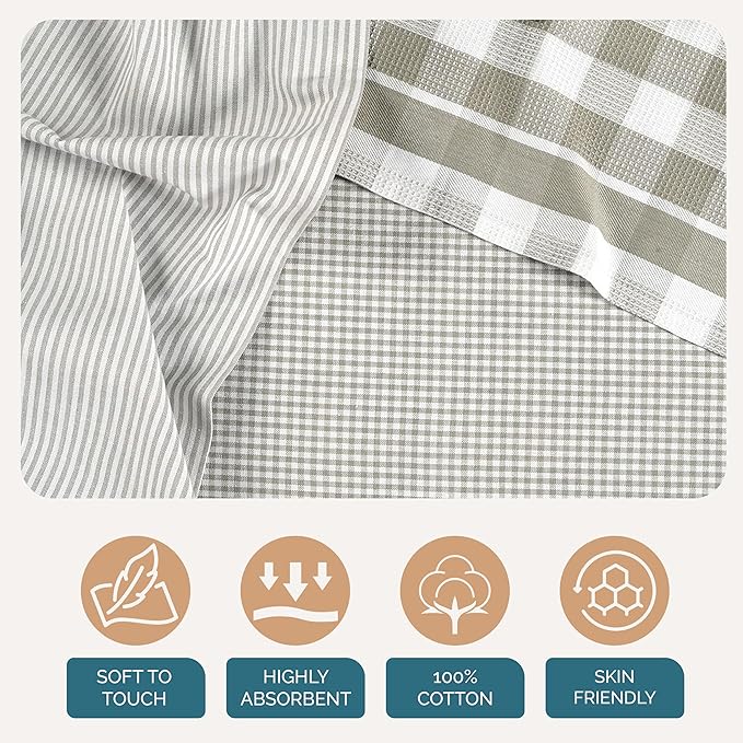 Casa Platino Hand Towels for Kitchen Set of 6 – 100% Cotton 18"x28" Kitchen Towels, Super Absorbent – Crafted for Farmhouse Charm, Drying Dishes, Or Entertaining Guests – Slate Grey