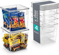 Sorbus Small Plastic Storage Bins (4 Pack) – Clear Bins for Kitchen, Pantry, Fridge, Cabinet, and Refrigerator – Stackable Storage Containers for Home Organization