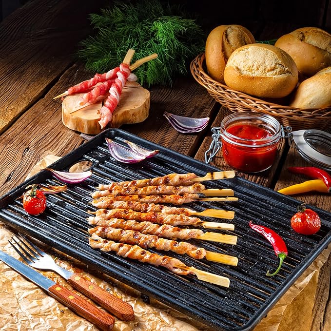 Minisland Premium 7 Inch Square Large Bamboo Paddle Skewers for Appetizers Fruit Kabobs Sandwiches BBQ Grill Food Sticks 3mm Thick 100 Counts -MSL163