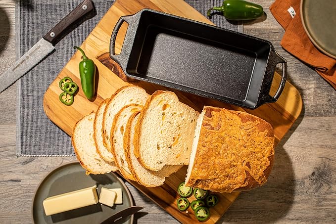 Lodge Cast Iron Loaf Pan 10 Inch | Pre-Seasoned | Dual Handles | Made in USA | Pack of 3