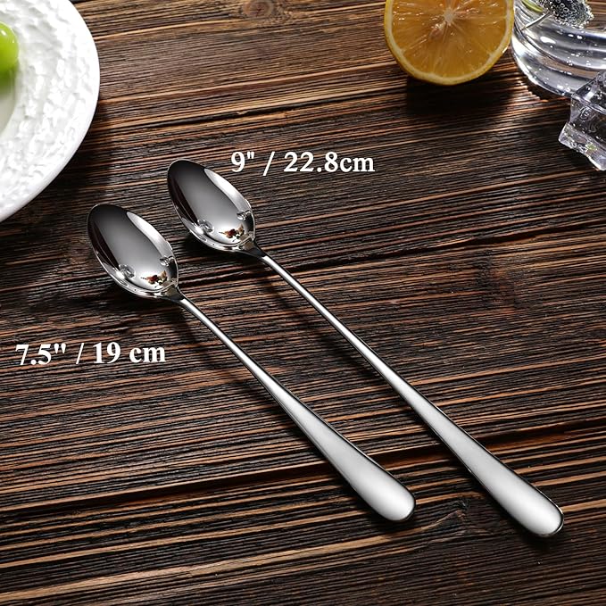 KEAWELL Premium 4-Piece Louise Long Handle Iced Tea Spoons, 18/10 Stainless Steel, Brilliant Mirror Finish, Teaspoons for Coffee, Cocktails, and Beverages, Dishwasher Safe (7.5 inch, 4)