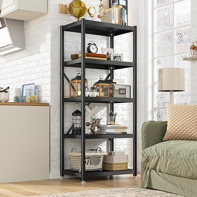 REIBII 5-Tier Storage Shelves with Wheels, Heavy Duty Wire Shelving Unit 1158LBS Capacity - Adjustable Feet for Kitchen, Pantry, Office Organization, Bathroom,15.6" D x23.5 W x63 H
