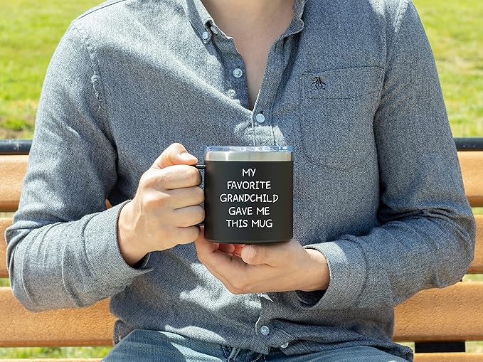 Christmas Gift for My Grandpa - My Favorite Grandchild Gave Me This Mug Tumbler - Grandfather Gift from Grandkids Granddaughter Grandson Best Father's Day Gifts, Birthday or Retirement Cup for Him