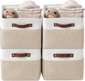 DECOMOMO Storage Baskets for Shelves - Fabric Storage Bins, Linen Closet Organizers and Storage (Beige & White, Large - 4 Pack)