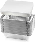 NYHI 8.4" x 5.9" Disposable Aluminum Pans with Lids Foil Containers for Cooking Baking Meal Prep Takeout Heavy Duty Food Storage Pan Trays Freezer Container with Lid