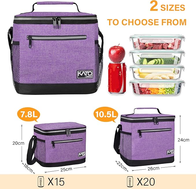 Tirrinia Insulated Lunch Box for Men/Women, Leakproof Lunch Bag for School Work, Large Lunch Tote Kids Boys Girls Student Back to School, Soft Cooler Office Picnic Beach Camping for Adults,Purple