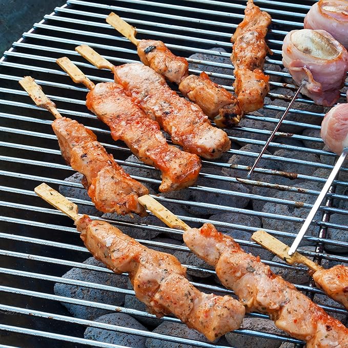 7 Inch Bamboo Skewers for Grilling 200PCS Kabob Skewers Wood Paddle Flat Bamboo Sticks for Fruit, BBQ, Kitchen (7 Inch)