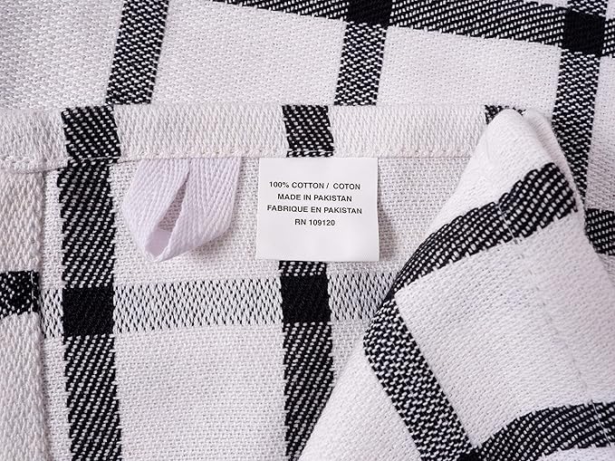 KAF Home Premium Kitchen Towels (18" x 28"), Large 100% Cotton, Flat & Terry Absorbent Dish Towel Set (Black, 18 x 28-6 Pack)