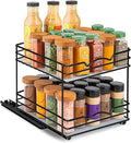 Pull Out Cabinet Organizer for Spices, Cans - Heavy Duty with Lifetime Limited Warranty- Pull Out Spice Rack- Cabinet Pull Out Shelf for Cans,Dishes, Etc, 20-3/8"Wx 10-1/2"D x 2-3/4” H, Black
