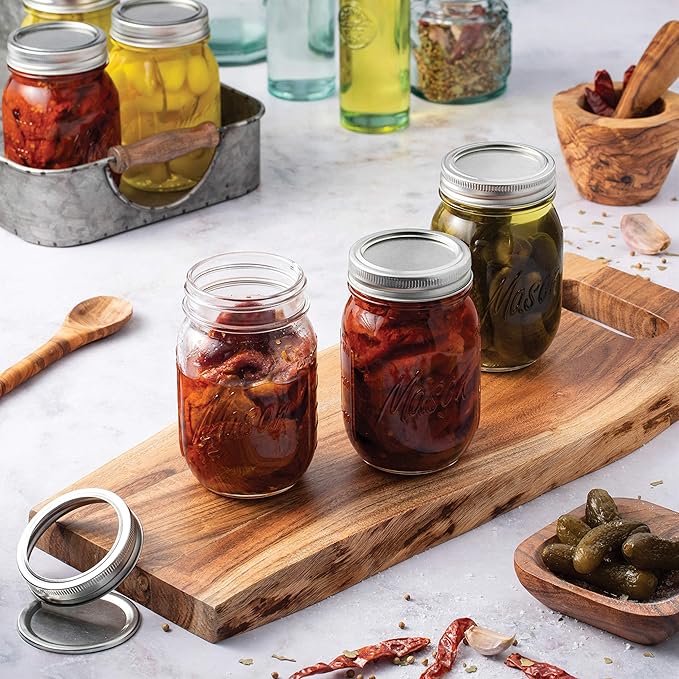 Paksh Novelty Mason Jars 16 oz - 6-Pack Regular Mouth Glass Jars with Lid & Seal Bands - Airtight Container for Pickling, Canning, Candles, Home Decor, Overnight Oats, Fruit Preserves, Jam or Jelly