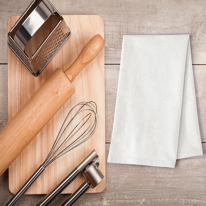 ROYALE LINENS Flour Sack Dish Towels - Kitchen Towel - Super Absorbent Flour Sack -100% Ring Spun Cotton -Tea Towels - for Embroidery, Cloth Diapers, Cheese Strainers (White - 33" X 38" Pack of 6)