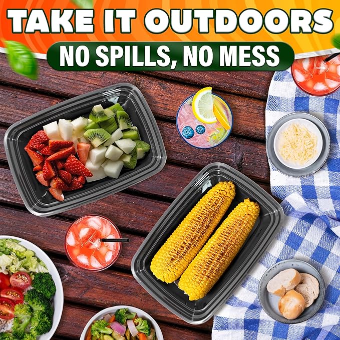 50 Pack [32 oz] Freezer Meal Prep Containers Reusable - Plastic Food Storage Containers with Lids, Dishwasher & Microwave Friendly, Warp-Resistant - Versatile Use for Meals, Leftovers & More