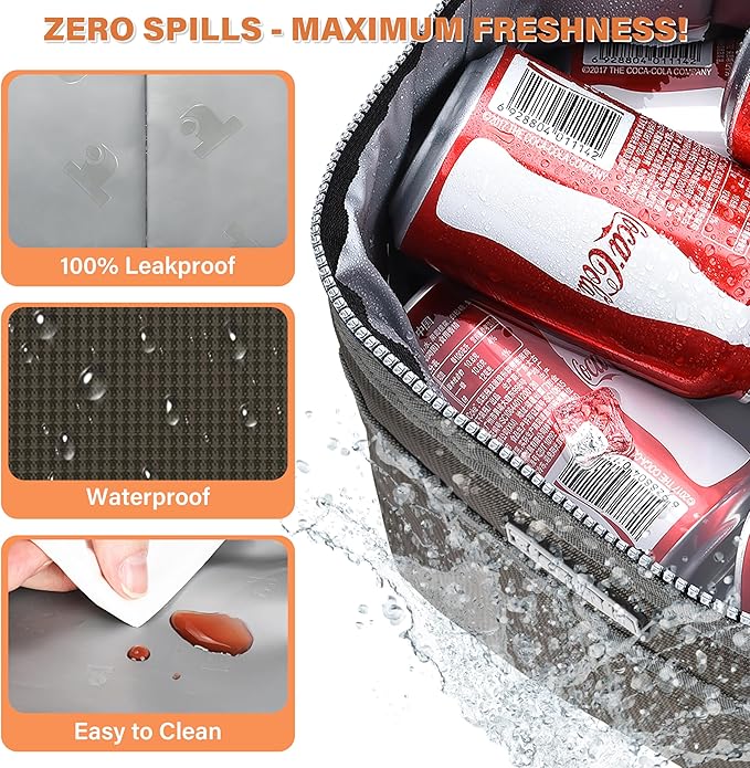 Tirrinia Insulated Lunch Bag for Women Men, Leakproof Lunch Box Containers for Adult, Work, School, Soft Lunchbox for Kids,Boys, Adult Cooler Bag for Picnic Hiking Beach,Black Checkered