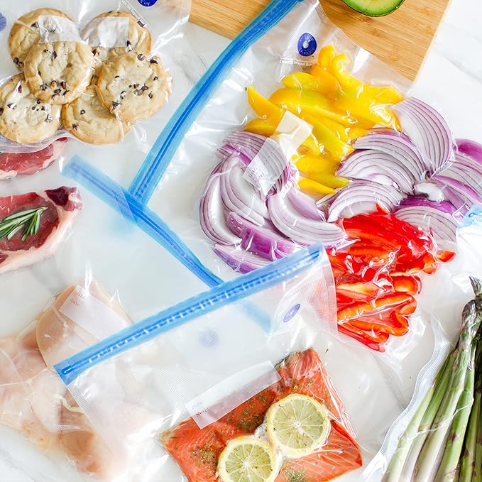Reusable Sous Vide Bags – 20 BPA-Free Quart and Gallon Size – Freezer Safe Vacuum Sealer Food Storage – Compatible with Joule, Anova, and All Sous Vide Machines
