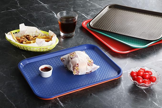 New Star Foodservice Fast Food Tray, Set of 12 (Orange, 10 by 14 Inch)