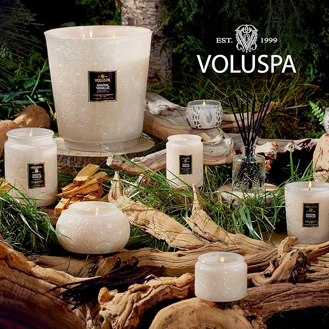 Voluspa Santal Vanille, Large Candle Jar, 18 oz, 100 Hour Burn Time, Coconut Wax for Clean Burning, Handcrafted in the USA