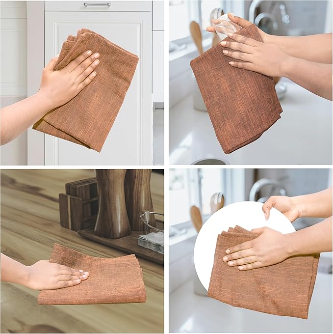 Urban Villa Halloween Kitchen Towels Black/Orange Dish Towels 100% Cotton Highly Absorbent Kitchen Towels Set of 6 20"x30" Chambray Quick Drying Dish Cloths & Dish Towels with Hanging Loop Tea Towels