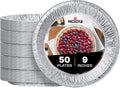 NoCry Premium Disposable Pie Pans (50 Pack) — 9 Inch Foil Aluminum Tins with Full Curl Lip for Baking Delicious Tarts or Crispy Pastry Crusts — Lightweight Yet Sturdy — Even Heat Distribution