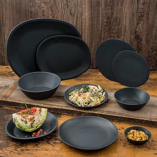 Carlisle FoodService Products Ridge Reusable Plastic Bowl Soup Bowl for Home and Restaurant, Melamine, 8 Ounces, Slate, (Pack of 24)