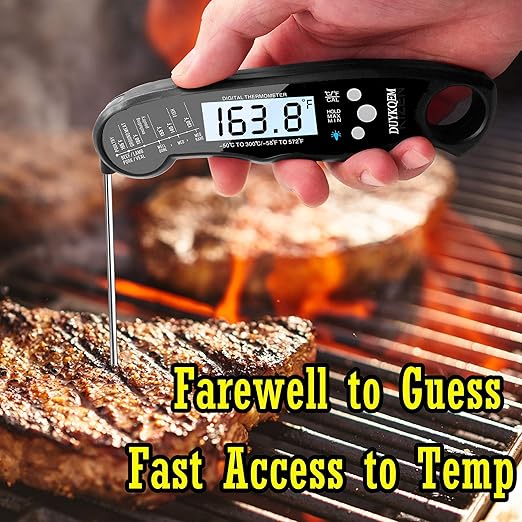 Instant Read Digital Meat Thermometer (2 Pack) Waterproof Kitchen Cooking Food Thermometer with Probe Backlight & Calibration,Best Quick Grill Meat Probe for Grilling BBQ Smoker Chefs