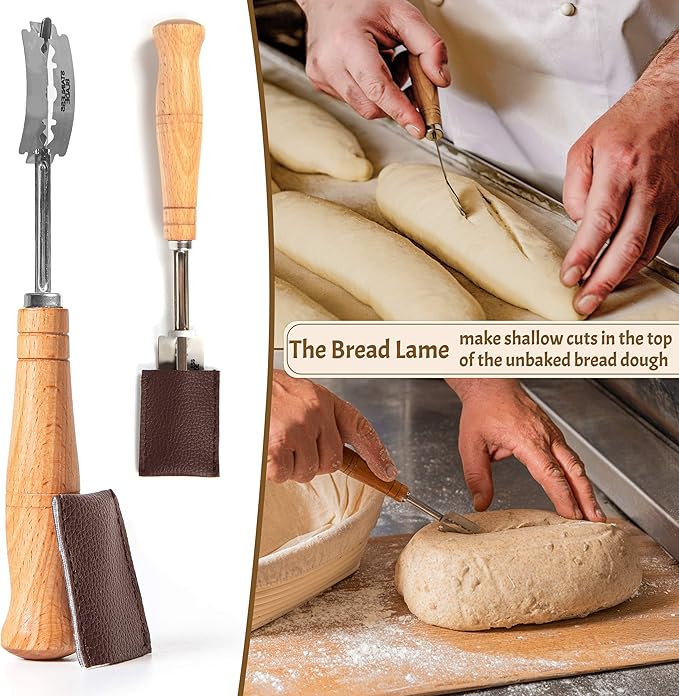 Sourdough Bread Baking Supplies Starter Kit, Banneton Proofing Basket Oval 11" Set of 2, Basket Gift Set