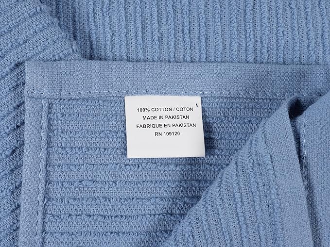KAF Home Premium Kitchen Towels (18" x 28"), Large 100% Cotton, Flat & Terry Absorbent Dish Towel Set (Blue, 18 x 28-6 Pack)