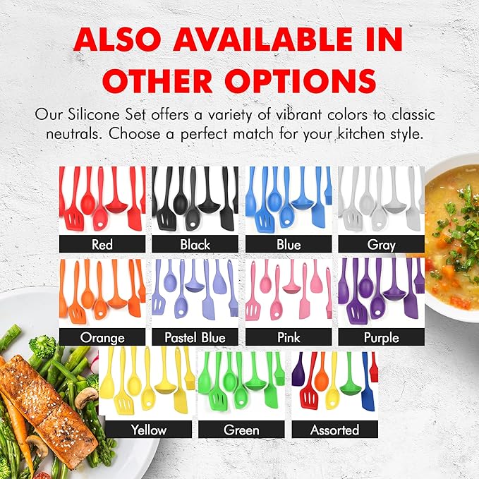 Chef Craft Premium Silicone Kitchen Tool and Utensil Set, 7 Piece, Purple