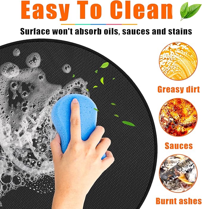 Round Fire Pit Mat Compatible with Solo Stove Bonfire, Accessories Compatible with Solo Stove, 3-Layer Fireproof Esay to Clean Grill Matt for Outdoor Grill Deck Protector, 59in